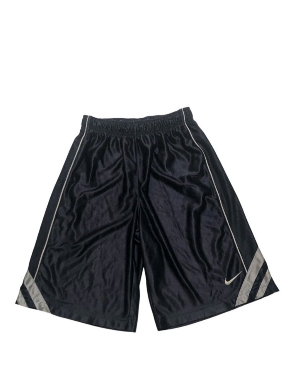 Nike Vintage Basketball Dazzle Shorts Youth L Silky Shiny Navy Gray White